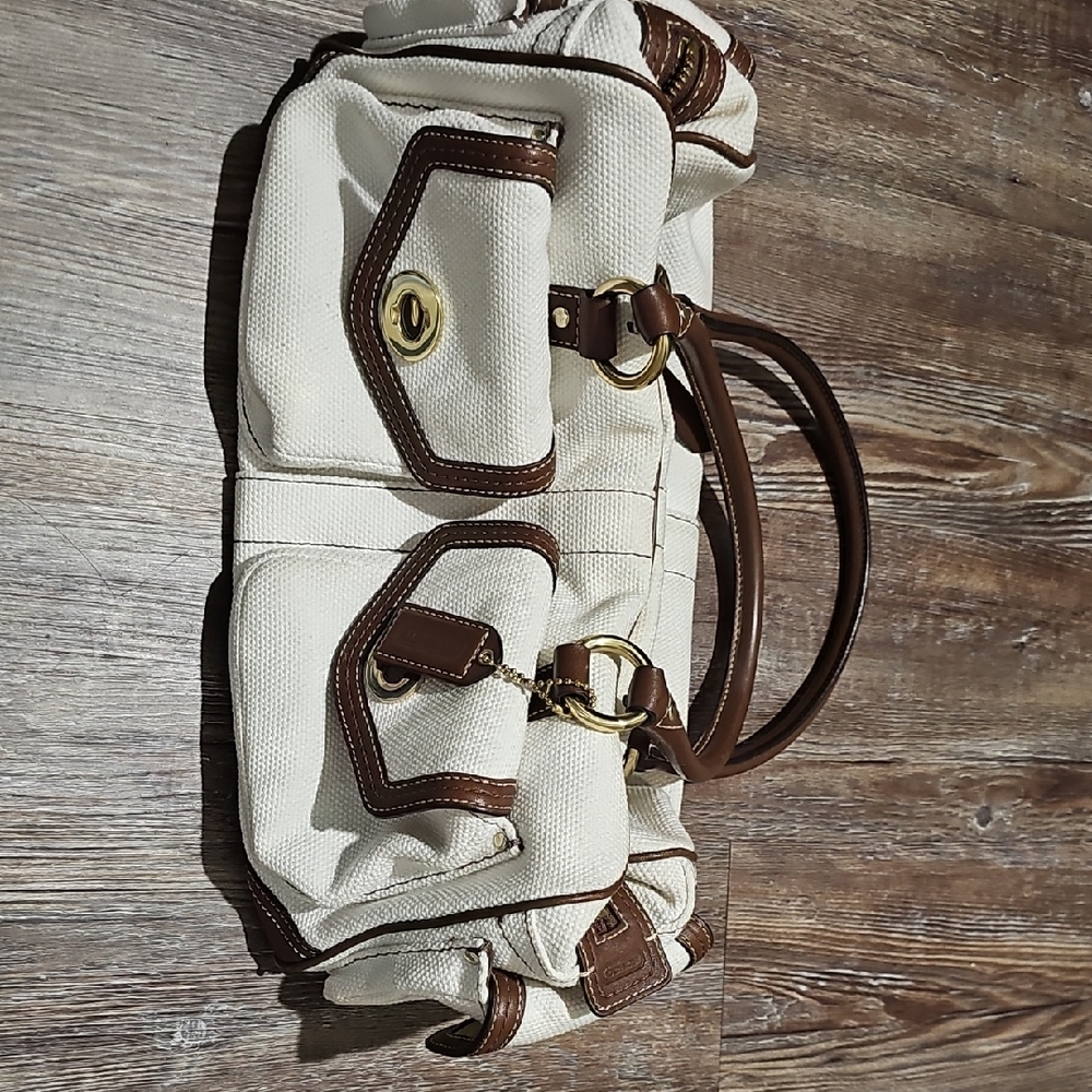Elegant Cream and Brown Coach Purse